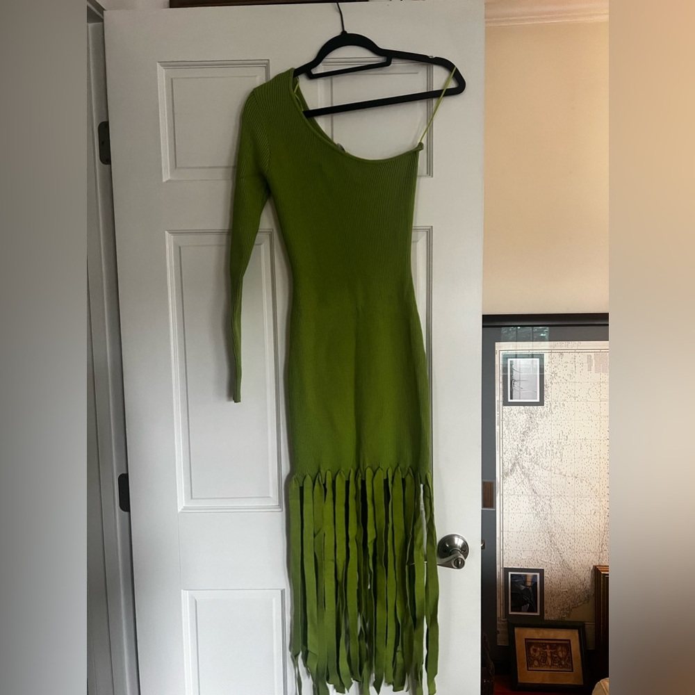 Green One Sleeve Bodycon Dress